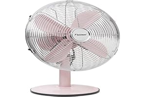 Bestron Ventilateur de Table Mobile Ø 35Cm, Ventilateur Design avec 3 Niveaux de Vitesse & Fonction Oscillation 75°, Hauteur : 35 Cm, 35 Watts, Dft35R, Couleur: Rouge
