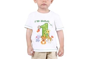 WAWSAM Dziecko chłopiec 1. urodziny T-shirt - zwierzęta leśne urodziny akcesoria imprezowe z krótkim rękawem