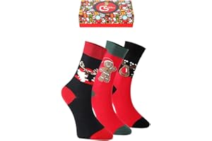 CREA SOCKS Creasocks Skarpety świąteczne prezenty dla mężczyzn i kobiet, zabawne świąteczne wypełniacze, nowatorskie skarpety prezentowe, Święty Mikołaj, ciasteczka, elf, skarpetki, pudełko upominkowe, 3 pary