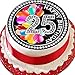 Produktbild vorgeschnittenen Essbarer Zuckerguss Cake Topper, 19,1 cm rund 25. Geburtstag 25 bunte Luftballons mit Diamant effekt Grenze