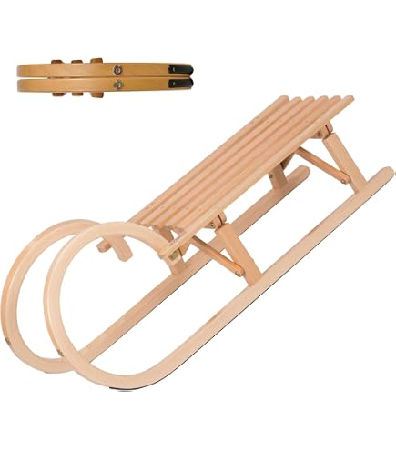 Hörner-Schlitten Holz 115 Cm, Zuggurt, Lehne, Fuß Produktbild-Vorschau 2