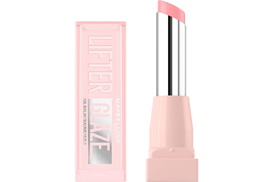 Maybelline New York Lifter Glaze High Shine Lip Oil Balm, Sheer Pink Plumping Gloss with Hyaluronic Acid, Non-Sticky 24HR Hydrating Lip Treatment, Shade: Pink Drip