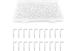 UFURMATE - Crochets à vis, 80 pièces, crochets en forme de L avec surface revêtue de plastique, crochets à épaulement pour commode, crochets à angle droit, crochets autotaraudeuses pour suspension