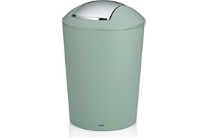 kela Schwingdeckeleimer grün, Kosmetikeimer 5l mit Schwingdeckel, Kunststoff, MARTA, Mülleimer Badezimmer jadegrün matt