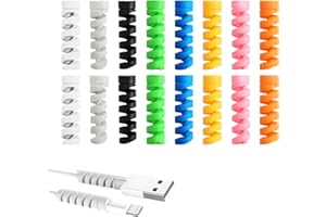 FINALCOOL 16 Pezzi Protezione Cavo，Protezione Micro-Siliconica Flessibile, Copri Caricatore per Caricatore Tipo-C Caricamento，Per Tutti I Cavi di Ricarica del Cellulare Cavi del Mouse Cavi USB(8 Colori)