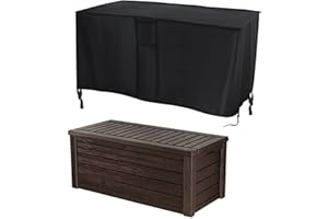Flymer Deck Box Cover for Outdoor Rectangular Table, Waterproof Patio Storage, Protective Cover for Garden Furniture (Black, 130 x 60 x 63 cm)
