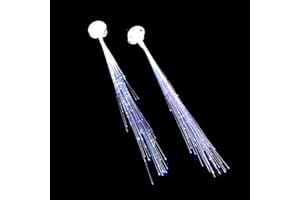 BF SOUVENIRS 2 Stück LED Party Haarsträhnen mit leuchtenden Glasfasern Engelshaar Weihnachten Engel Hairextensions Haarschmuck Haarclip Karneval Junggesellinnenabschied Volksfest Hochzeit Kindergeburtstag (weiß)