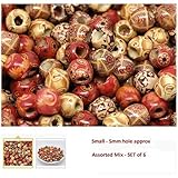 Dreadz Small Wooden Barrel Beads Ethnic Multi Mix - 5mm Hole - x 6 Bead Pack