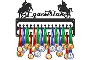 SUPERDANT Porta Medaglie da Parete Equestri Espositore per Medaglie Sportive in Ferro con 30 Gancio Espositore da Parete per Medaglie Organizer da Parete in Metallo Regali per Atleti