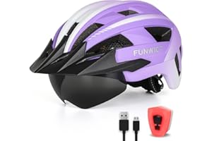 FUNWICT Casco Bicicleta para Ciclismo de Montaña Casco MTB Adulto con Visera y Gafas Desmontables Casco Ciclismo para Hombre Mujer de Tamaño 57-62cm