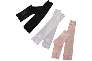 HEALLILY Arm Sleeve Armstulpen Damen Sommer, Spitze UV-Schutz Armstulpen Damen, Lange Fingerlose Armlinge Hochzeit Handschuhe für Party Kostüm Zubehör Outdoor Sportaktivitäten - 38cm