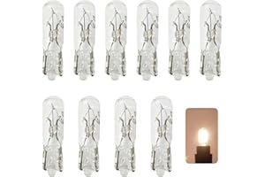 SIGANDG 12V T5 W1.2W Borde de luz blanca incandescente, bombillas de repuesto T5 sin tapa, para el tablero del automóvil, 10 pcs, Blanco