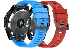 ANCOOL NotoCity Garmin Fenix 5X Correa, Correa para Garmin Fenix 5X Plus/Fenix 6X/ Fenix 6X Pro/Fenix 7X/ Fenix 3, Easy-Fit, Rojo+Azul