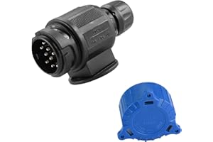 ETUKER 13 Pin Trailer Plug with Parking Cover 12V 13Pin Tow Bar Connector for Truck RV Cars Caravan Trailer Accessory Adapter