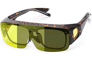 SIPHEW Polarised Night Driving Over Glasses for Men and Women, Anti Glare Night Vision Glasses Over Spectacles, Wrap Around UV400 Protection Eyewear
