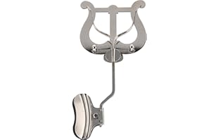 GEWA Marching Music Holder Trombone - Nickel Plated - Large Lyra - 2 Pushers - With Clamp for Bell Attachment