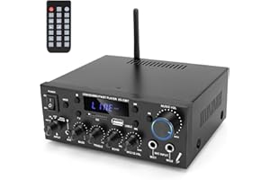 KOLRID Bluetooth Verstärker Hifi Stereo Amplifier - 2 Kanal 60WX2 Max 600W*2 Mini Audio Verstaerker Digital Endstufe mit Bass Treble Tuner Mikrofonhall für PC Heimkino 12V