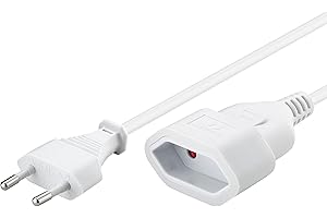 Goobay 51356 Câble d'alimentation Rallonge/Câble d'alimentation/Rallonge pour Prise Type C européenne sur Prise Type C européenne Femelle / 2m / 250V / 0.75 mm² câble Plastique 2 / Blanc