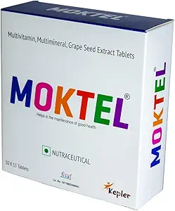 MOKTEL TABLETS - DAILY NUTRITIONAL SUPPLEMENT - MULTIVITAMIN, MULTIMINERAL, ANTIOXIDANT TABLET (Pack of 2)