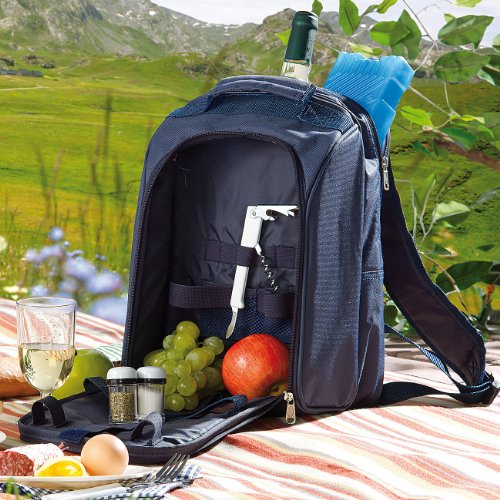 Xcase Thermo-Picknick-Rucksack mit Kühlfach, bestückt für 2 Personen - 5