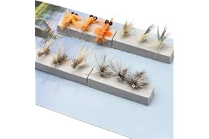 YZD Pêche à la mouche Kit mouches grosse truite Top 10 Mouches Équipement de pêche à la mouche Prime Mouches sèches humides Leurres truite Banderole Nymphe Émergent Pêche Assorti Mouches à truite Saumon Basse