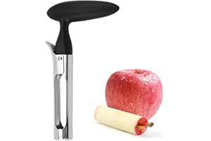 Xiciki Vide Pomme avec Poignée en ABS, Vide Pomme en Acier Inoxydable Outil avec Lame Dentelée pour la Cuisine à Domicile, Noir