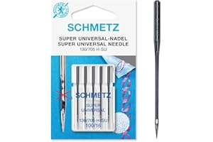 SCHMETZ | 5 Agujas para máquinas de coser | Super Universal Black | 130/705 H-SU | Grosor 100/16 | Con revestimiento antiadherente