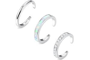 Morfetto Zehenringe 925 Sterling Silber Zehenringe für Frauen CZ Band Opal Zehenringe Verstellbare Zehenringe Sommer Strand Offene Zehenringe Fußschmuck