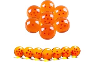 PIIMNT Dragonball Figuren, 7 Stück Dragonballs Satz DrachenbäLle Kristallkugel, 4.3CM Dragonball Z Orange Kugeln Mit Stern Transparenten Kugeln Spielzeug Ball Ornament für Fans Geschenk