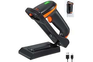 ‎TERA Tera Barcode Scanner wandhalterung 1D 2D QR Kabellos 2,4 GHz Wired USB 2,0 Kabelgebunden Handscanner Barcodelesegerät wandmontage mit Verstellbarem Klappständer, D5100-CR