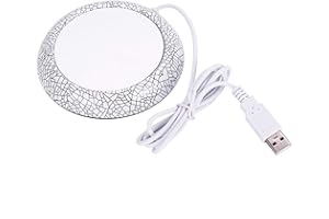 Kadimendium USB Wood Grain Cup Warmer Heat Beverage Mug Mat Office Tea Coffee Heater Pad Electric Cup Beverage Warmer Plate Coffee Mug Warmer(Motivo in Porcellana Bianca)