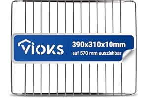 VIOKS Grille de Four Universelle Extensible 390/570x310 mm pour Cuisson, Convient comme Grille pour Four Bosch, Whirlpool ou Grille de Pâtisserie