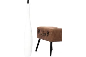 LEEWADEE Lewadee Duży wazon podłogowy do dekoracji wnętrz - drewniany wysoki stojak na kwiaty do dekoracji domu na sztuczną roślinę i trawę pampasową, 90 cm, Biały