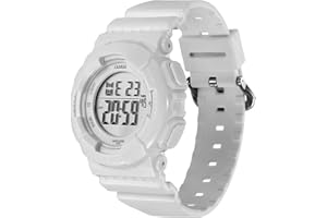 FEMBW Reloj Digital Impermeable Deportivo con Alarma y Cronómetro de Luz de Fondo de 7 Colores, Correa de Resina