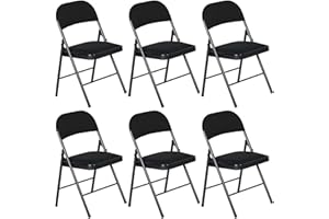 LuxNook - Silla Plegable de Metal con cojín y Respaldo de Lino, Juego de 6 sillas de Cocina y jardín y Camping