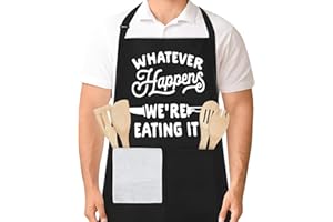 FYKZQWDS Bbq Aprons for Men, Adjustable Barbecue Cotton Aprons for Men, Novelty Funny Cooking Apron, Black Chef Apron, Christmas Gifts for Him, Men, Husband, Boyfriend, Son