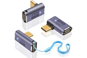 Duttek Adapter USB C 90 stopni, 240 W, adapter kątowy USB C, 40 Gb/s, adapter USB C 90 stopni, przedłużacz PD męski na żeński, z obsługą wideo 8K, kabel USB 4 do laptopa, tabletu i telefonów (3