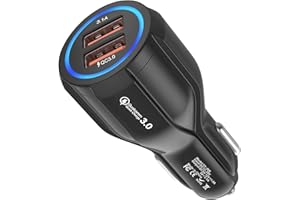 Hoppac Cargador de Coche USB,Quick Charge 3.0 Cargador Encendedor USB Compatible con iPhone, iPad Samsung Galaxy S10/S9/S8, Huawei, Xiaomi, Negro