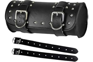 YHMTIVTU Motorrad Lenker Tasche Rolle Werkzeugtasche PU Leder Satteltaschen Aufbewahrung Werkzeugtasche Schwarz