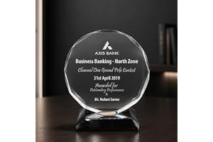 Rounded Crystal Award with Black Base (Dia : 9.5cm)