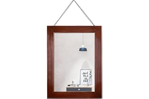 Funerom 30 x 40 cm Wood Farmhouse Wall Mirror Hanging Wall Mirror for Living Room or Bathroom Brown