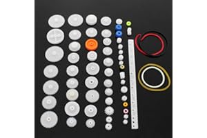 SPTwj Plastic Gears Set 60 Piezas Single Double Reduction Gear Worm Gear Robot Parts DIY Kit White Plastic Gear Shaft Belt Rack