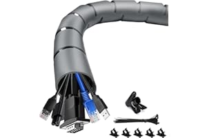 Funda de gestión de Cables, Shinfly de 3 m con un Clip de guía de Cables, Organizador de Cables de 16 mm + 22 mm para TV, PC, Color Gris