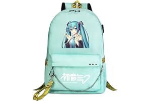 WANHONGYUE Hatsune Miku Anime Laptop Backpack 15.6" Mochila Tipo Casual Mochilas Escolares Bolsa para Mujer Niñas Green / 2