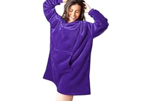 sunyana Adult Wearable Blanket Hoodie Sweatshirt Super Warm und Bequem Gefütterter Flanell Hoodie Gefütterte Flanelldecke mit Ärmeln und großen Taschen (Violett)