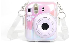 AISNYHO Instant Mini 12 Camera Case,Clear Colorful Camera Protective Case Bag for Fujifilm Instax Mini 12 With Transparent Strap