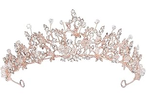 MOONIGHT Königin Krone Damen Geburtstagskrone Erwachsene Braut Kopfschmuck Diadem Hochzeit Haarschmuck Rosegold