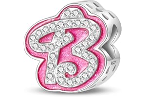 HappyStar Charme Lettre de L'alphabet Argent Sterling 925 Zircone Letter Charms,12 Zodiac Anniversaire Bead Charms pour Femme,Cadeau Rose Convient pour Européens et Pandora Bracelets Colliers