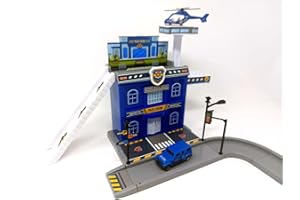 Brigamo Stazione di polizia della città con auto della polizia ed elicottero, giocattolo per auto dai 6 anni in su