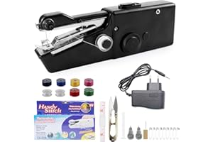 VICBOU Machine à Coudre Portable à Main,Mini Couture pour Débutant Adulte, Electrique Machines à Coudre avec Kit de Couture pour DIY, Vêtements,Tissu, Rideaux (Prise de Charge Incluse)